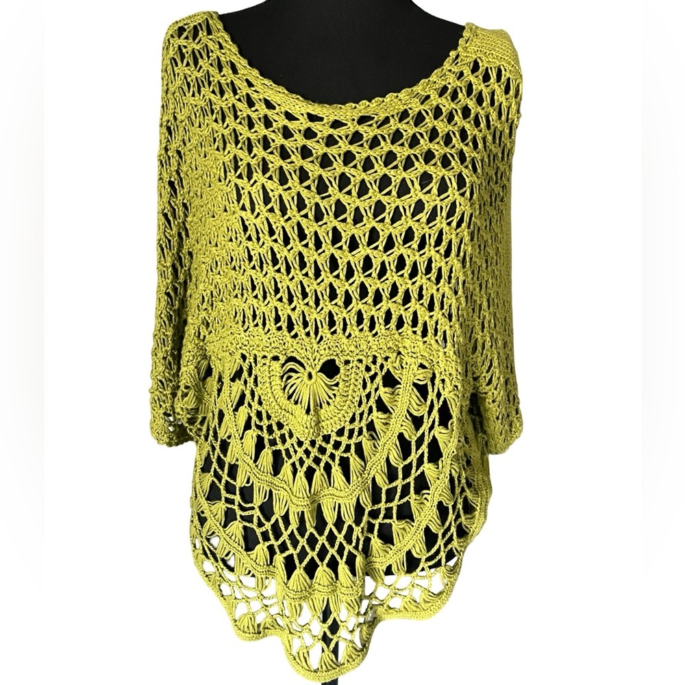 ONE WORLD Open Weave Sweater - Lime Green
